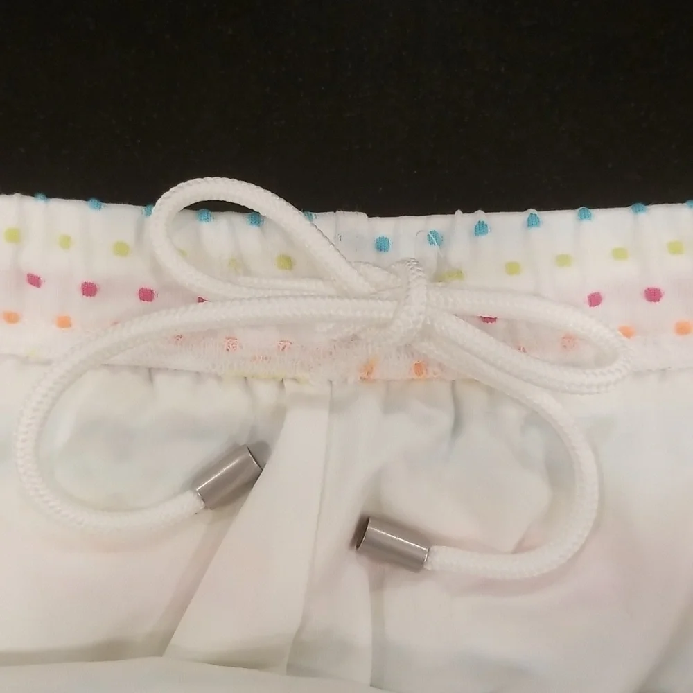 MR TURK Sorrento Swim Trunk ~ White Dotted Stripe Swim Knit Small S NWT